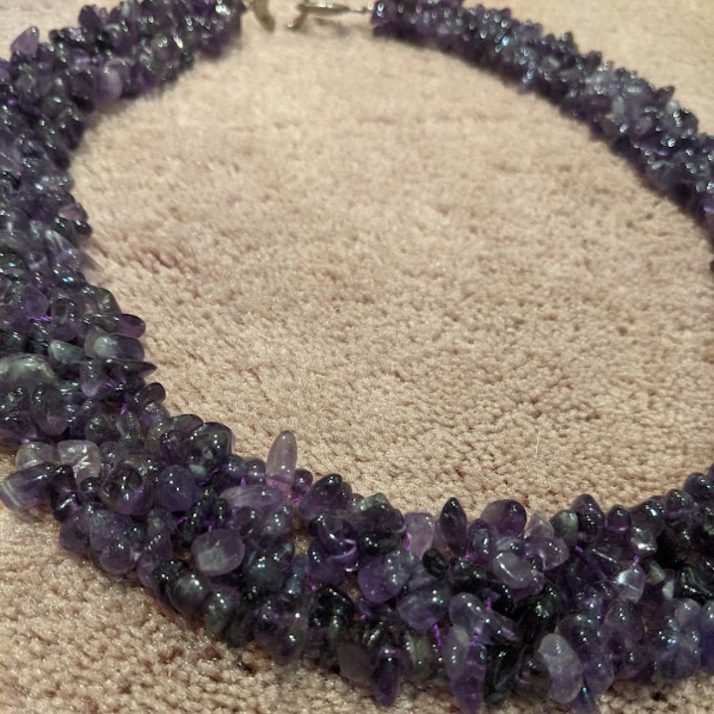Purple Gemstone Statement Necklace - image 2